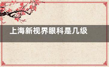 上海新视界眼科是几级医院？大型专科+蔡司设备|屈光手术量上海前三！
